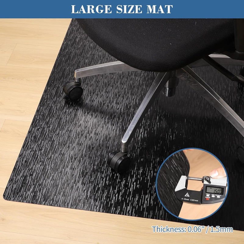 Tydle Office Chair Mat, 50" x 65" Large Chair Mat for Hard Floor, Vinyl Floor Mat for Gaming Chairs, Slip Resistant Floor Protector Rolling Computer Desk Mat for Hardwood Floor, Black - Image 3